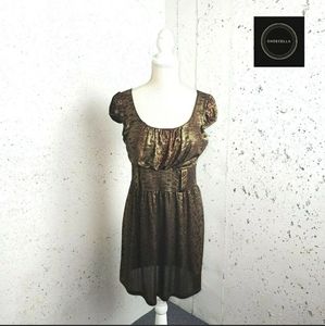 ING TunicnTop Metallic Brown/Gold Women L Vintage